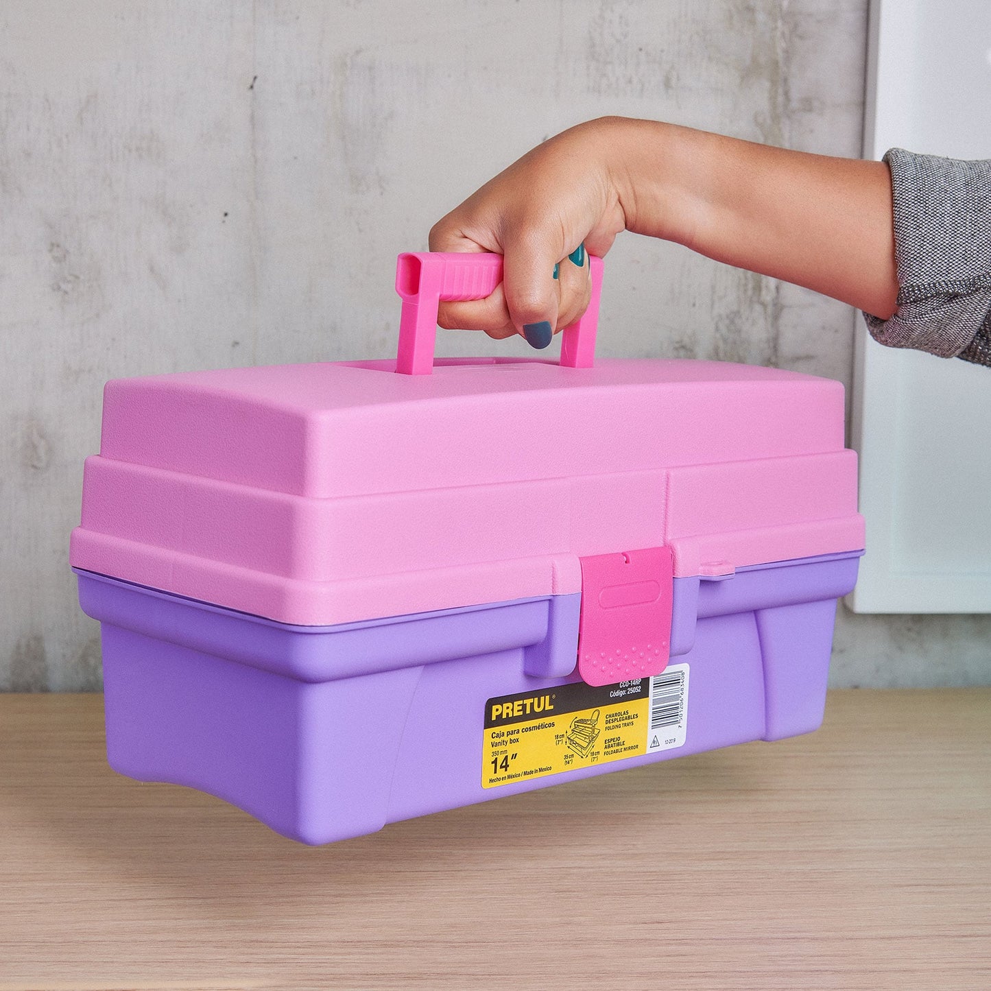 CCO-14RP Caja cosmetiquera 14", rosa/morado