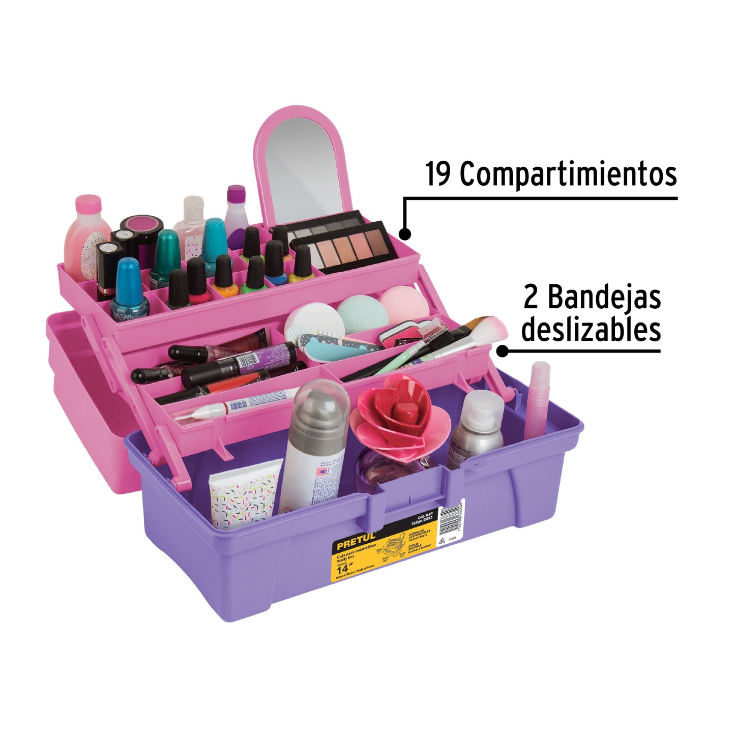 CCO-14RP Caja cosmetiquera 14", rosa/morado