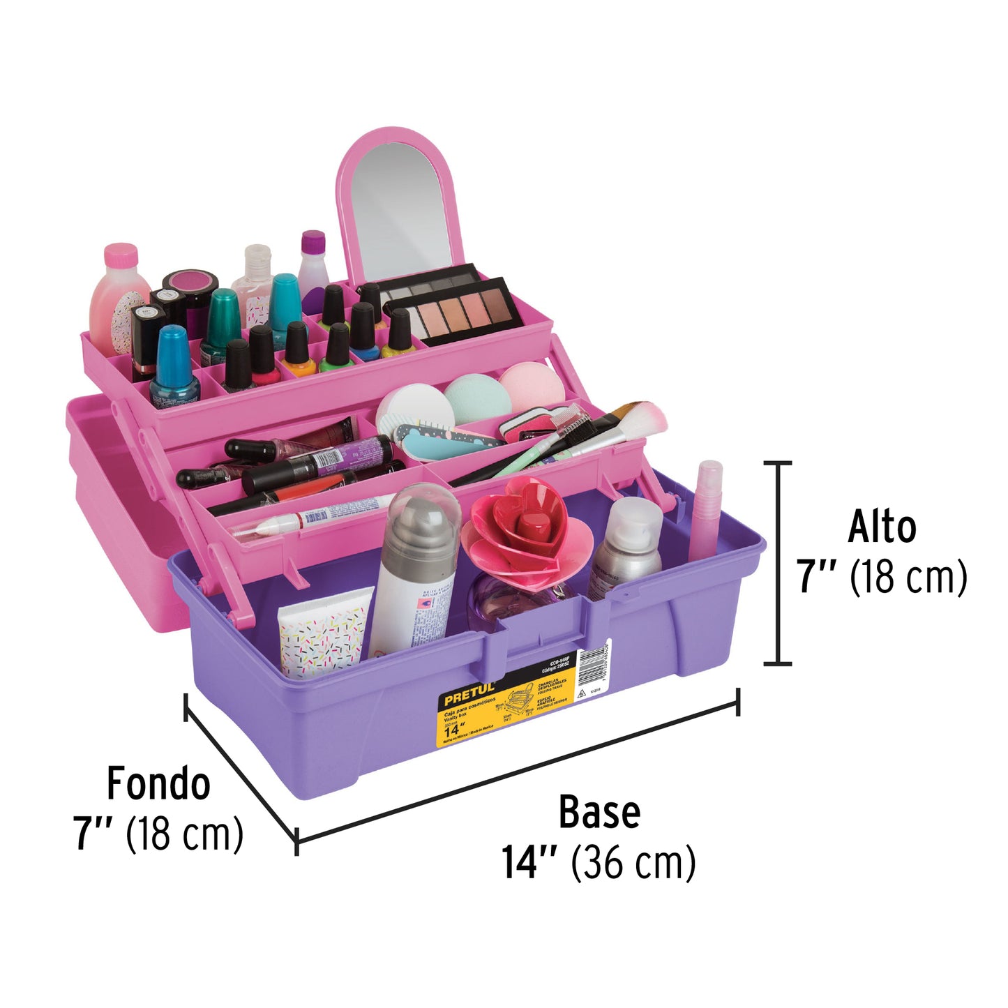 CCO-14RP Caja cosmetiquera 14", rosa/morado