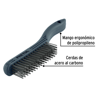 CEA-54P Cepillo de alambre, cerdas acero carbono, 64 pinceles, Pretul