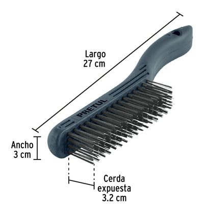 CEA-54P Cepillo de alambre, cerdas acero carbono, 64 pinceles, Pretul