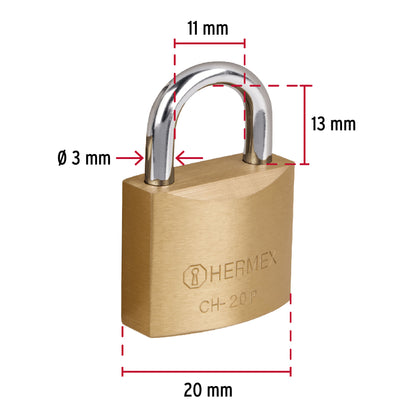 CH-20P Candado de hierro, 20 mm, Hermex Basic