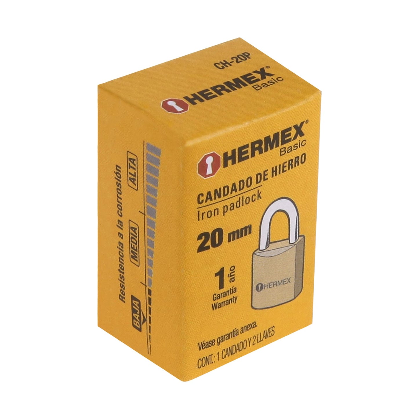 CH-20P Candado de hierro, 20 mm, Hermex Basic