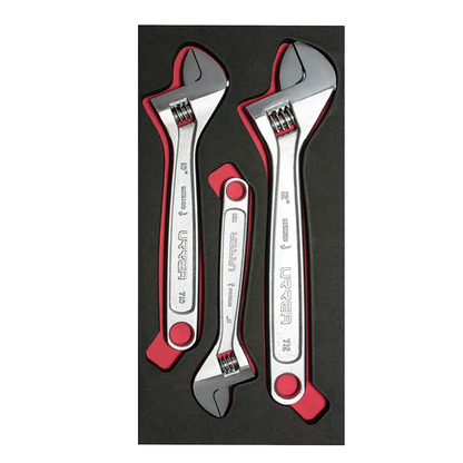 CH111 Juego de llaves ajustables cromadas 3 piezas 8", 10" y 12", uso pesado, Urrea