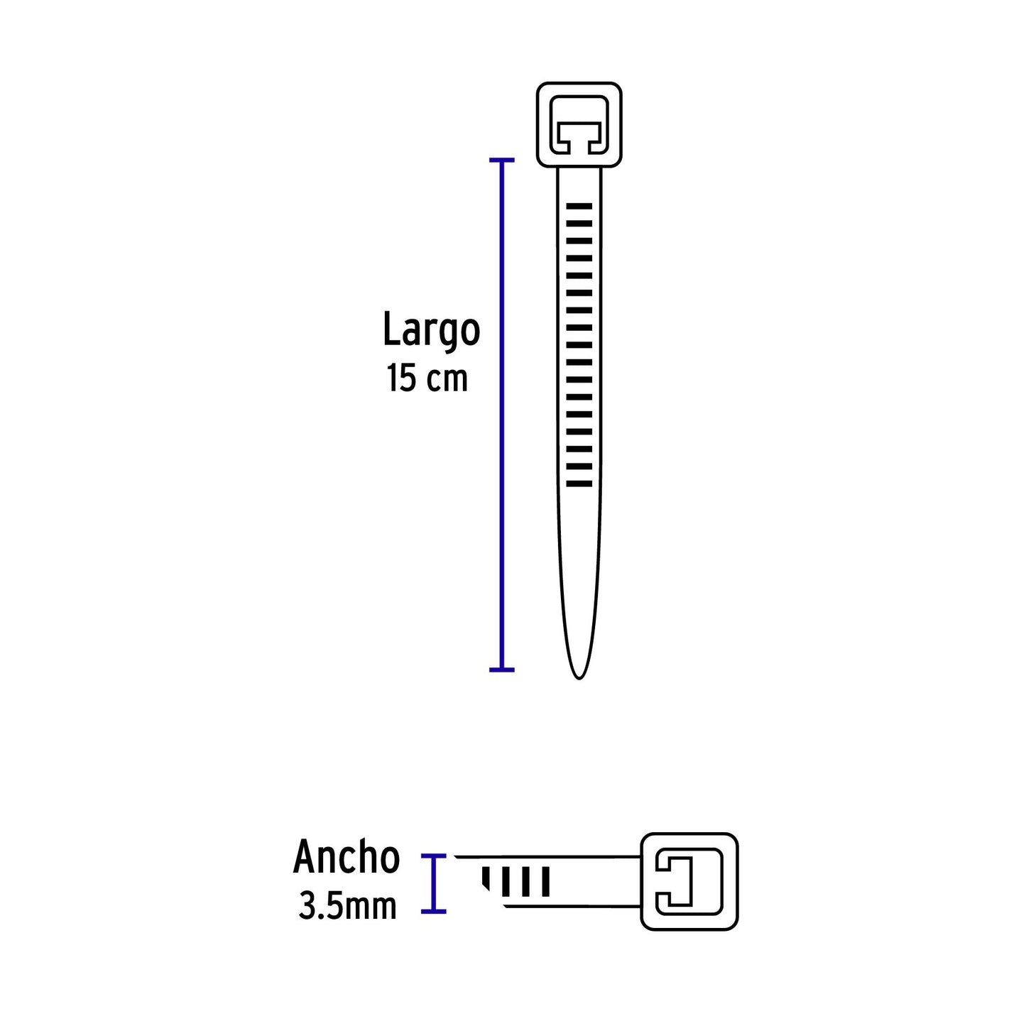 CIN-4015N Amarre plástico, 40 lb, 15 cm, negro, bolsa con 50 pzas