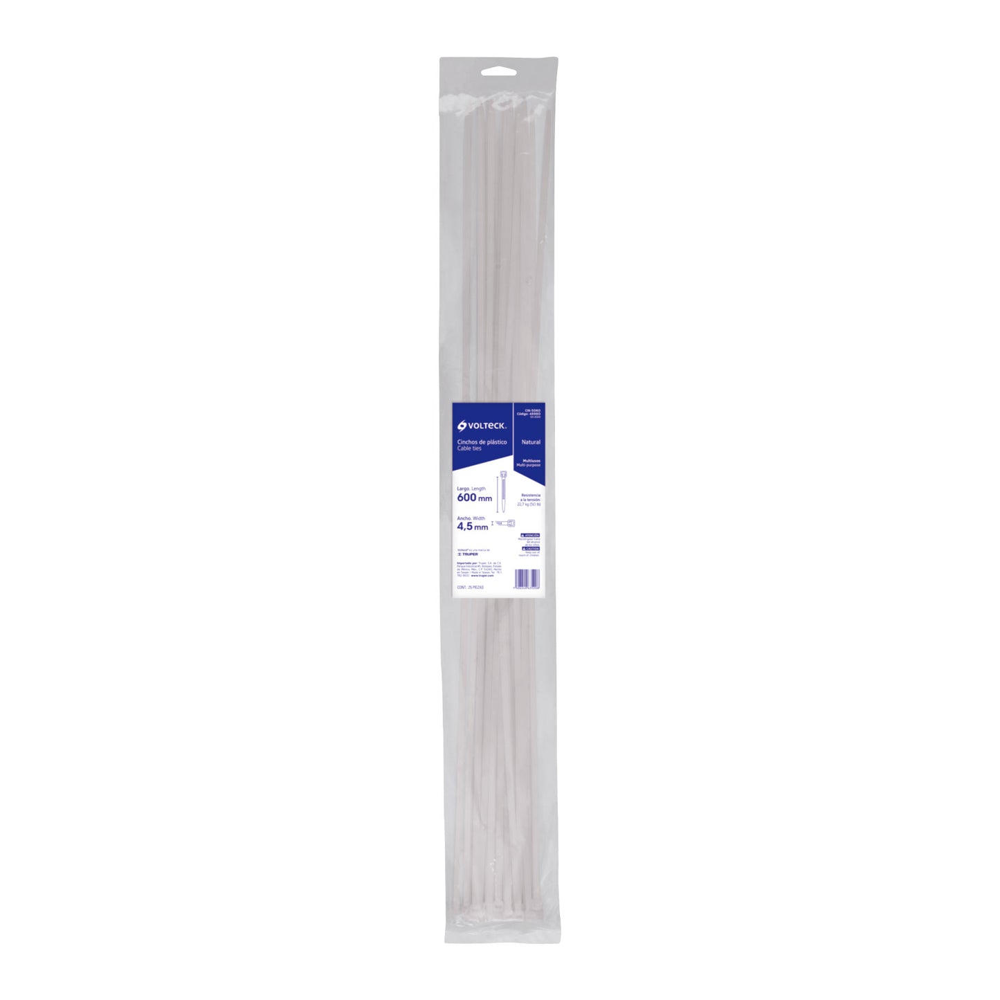 CIN-5060 Amarre plástico, 50 lb, 60 cm, bolsa con 25 piezas