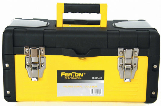 CJH14M Caja de herramientas metálica con tapa plástica 14" - 35.6 cm, reforzada, Ferton