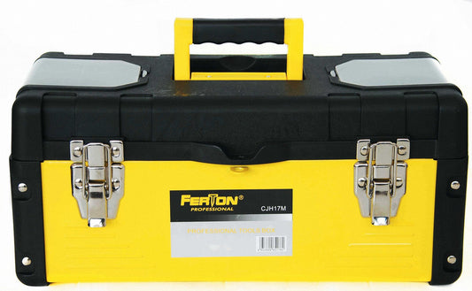 CJH17M Caja de herramientas metálica con tapa plástica 17" - 43.2 cm, reforzada, Ferton