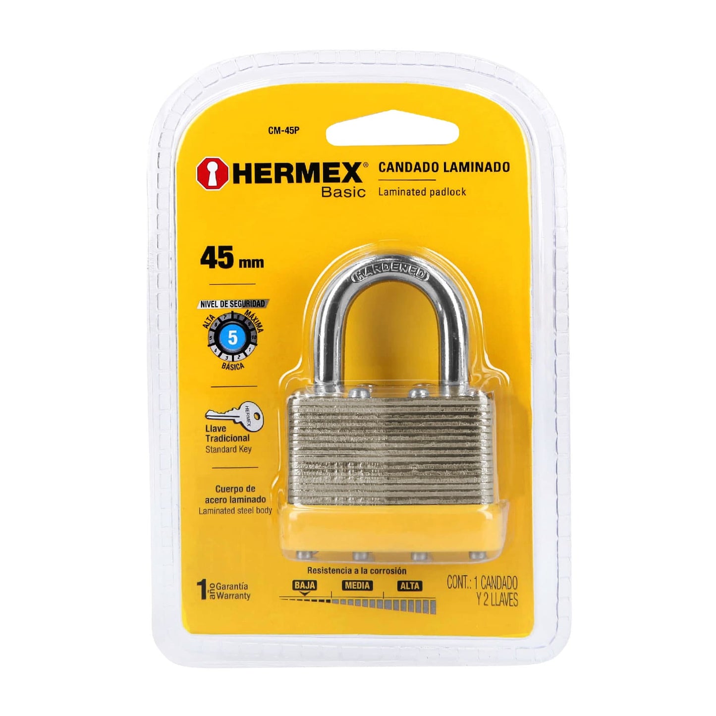 CM-45P Candado laminado, 45mm, Hermex basic