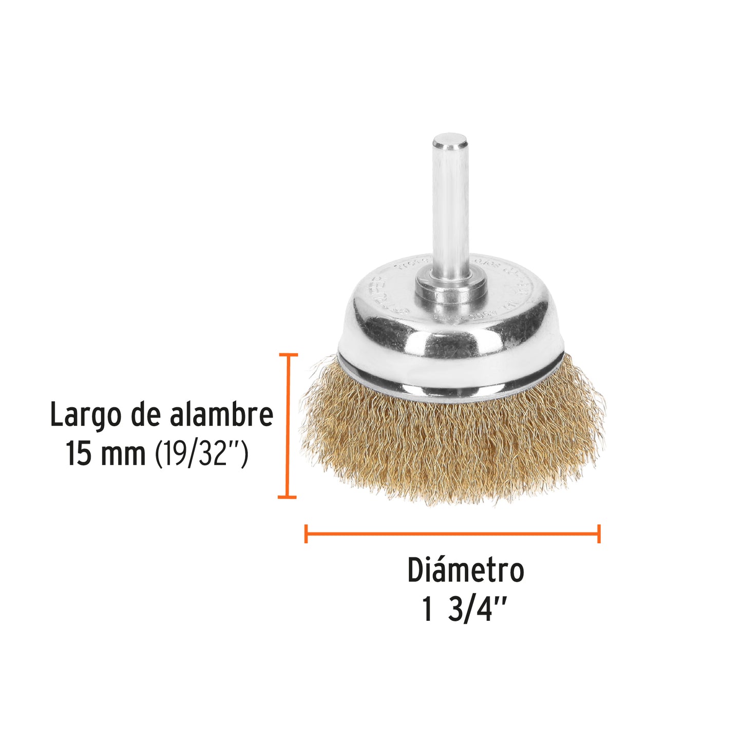 CO-1-3/4F Grata de copa, alambre fino, 1-3/4' para taladro