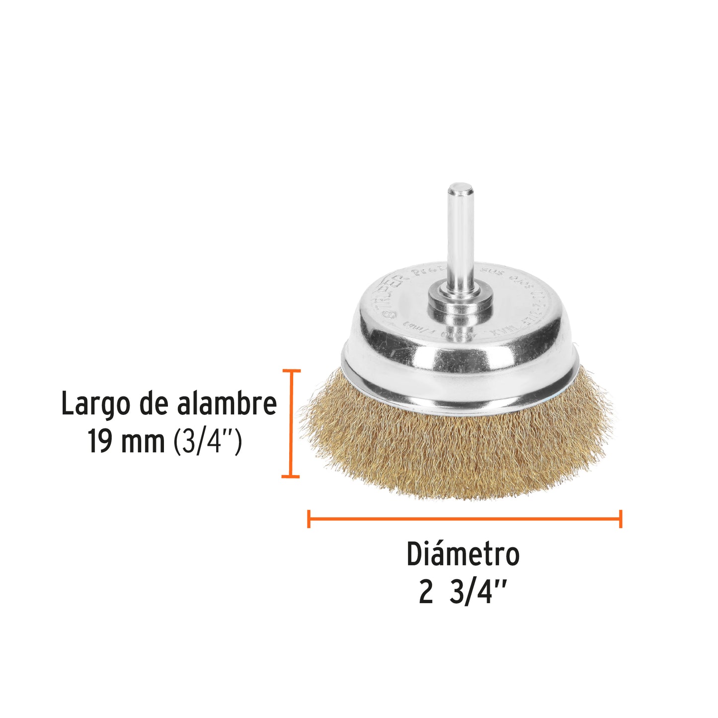 CO-2-3/4F Grata de copa, alambre fino, 2-3/4' para taladro