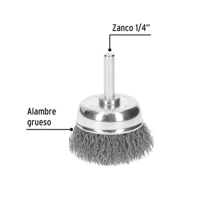 CO-2P Carda de copa, alambre grueso, calibre 0.3 mm, 1-3/4', Pretul