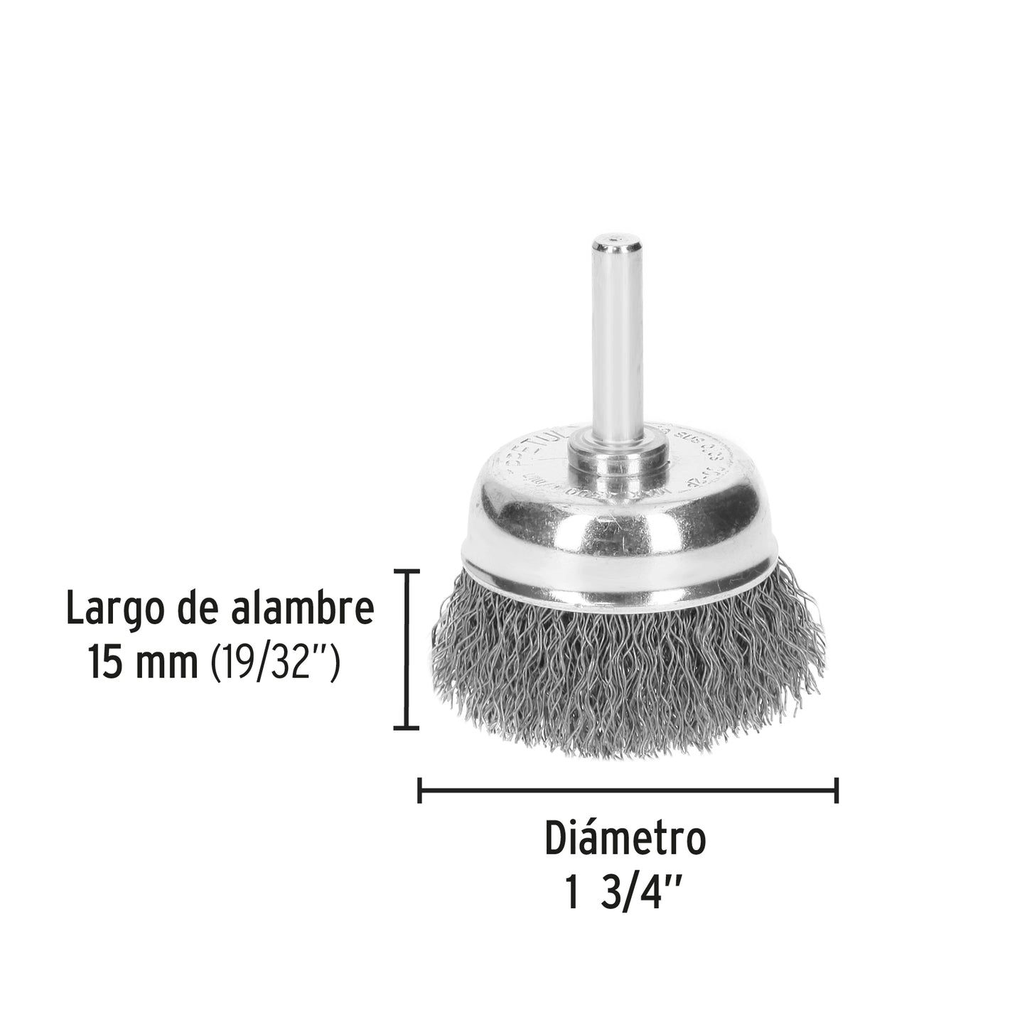 CO-2P Carda de copa, alambre grueso, calibre 0.3 mm, 1-3/4', Pretul