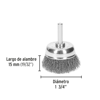 CO-2P Carda de copa, alambre grueso, calibre 0.3 mm, 1-3/4', Pretul