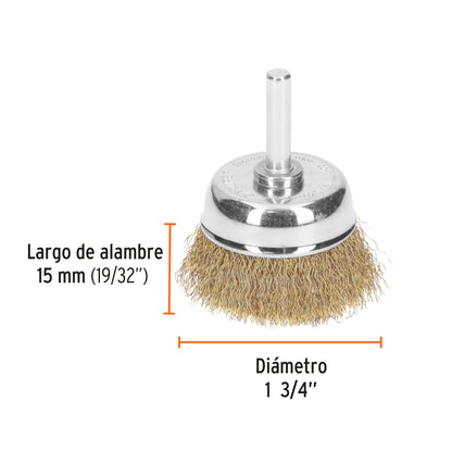 CO-2 Grata de copa, alambre grueso, 1-3/4' para taladro