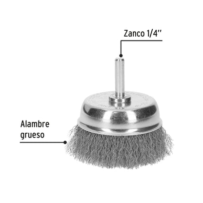 CO-3P Carda de copa, alambre grueso, calibre 0.3 mm, 2-3/4', Pretul