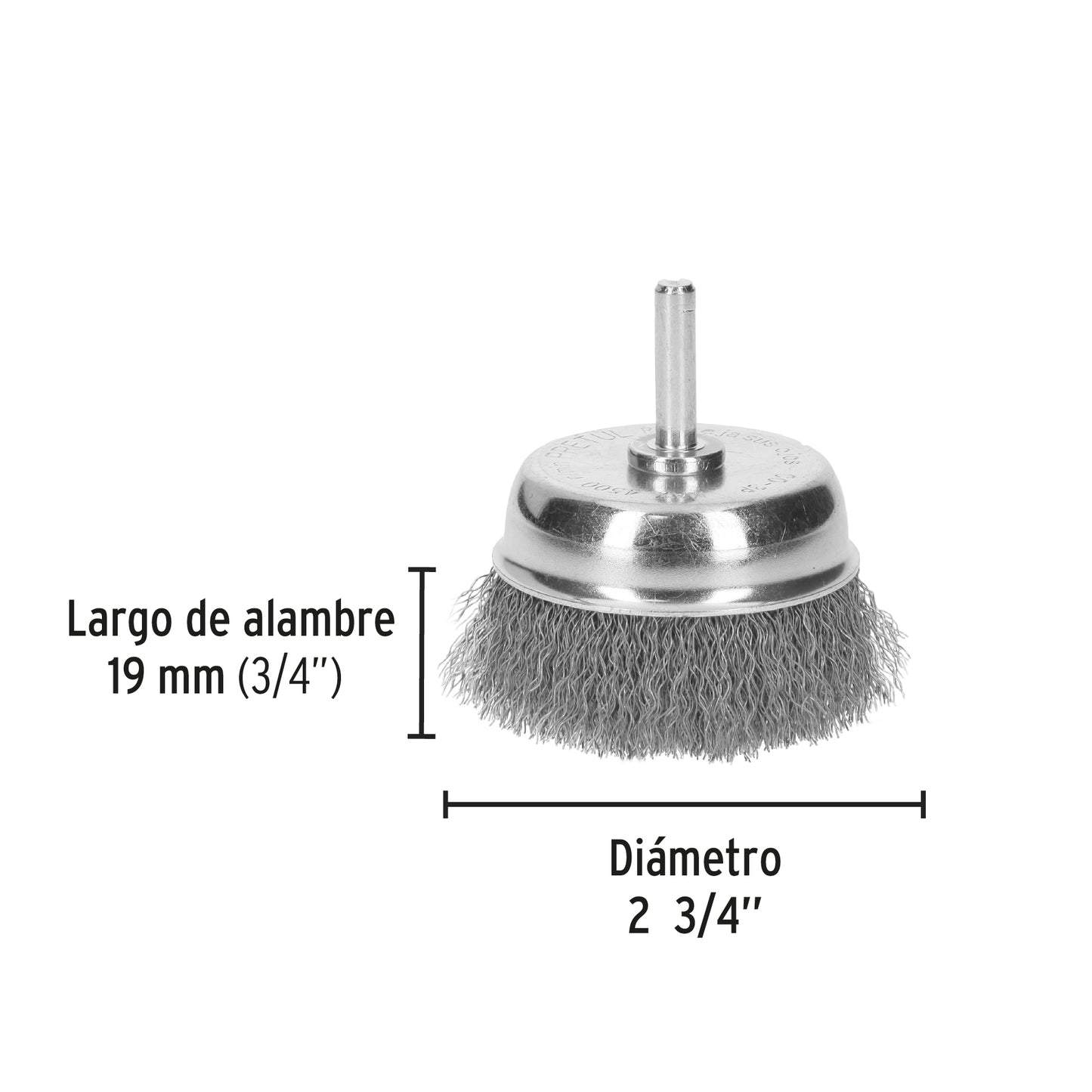 CO-3P Carda de copa, alambre grueso, calibre 0.3 mm, 2-3/4', Pretul