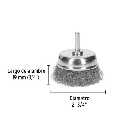 CO-3P Carda de copa, alambre grueso, calibre 0.3 mm, 2-3/4', Pretul