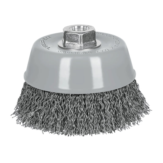 CO-512X Carda de copa, alambre ondulado grueso, 5x5/8' para esmeril