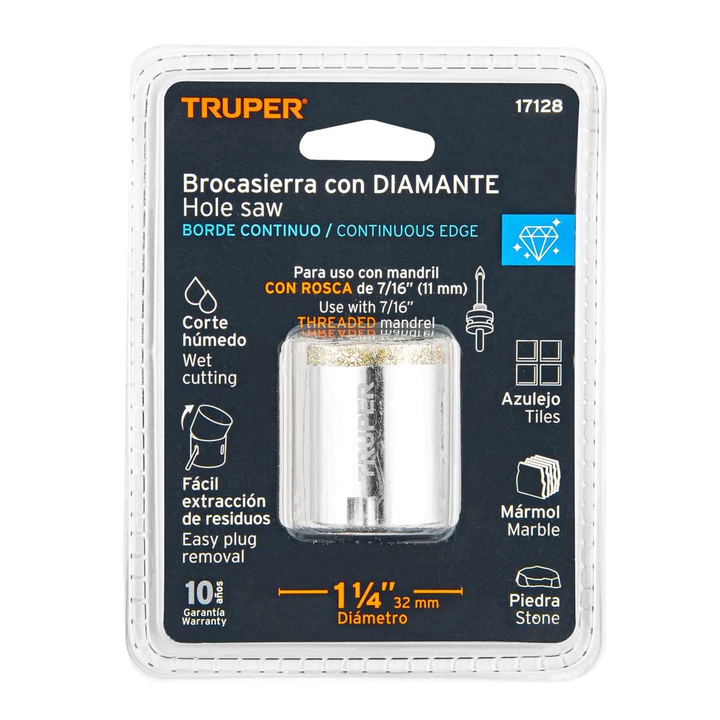 COAZ-1-1/4 Sierra copa borde continuo diamantado 1-1/4"