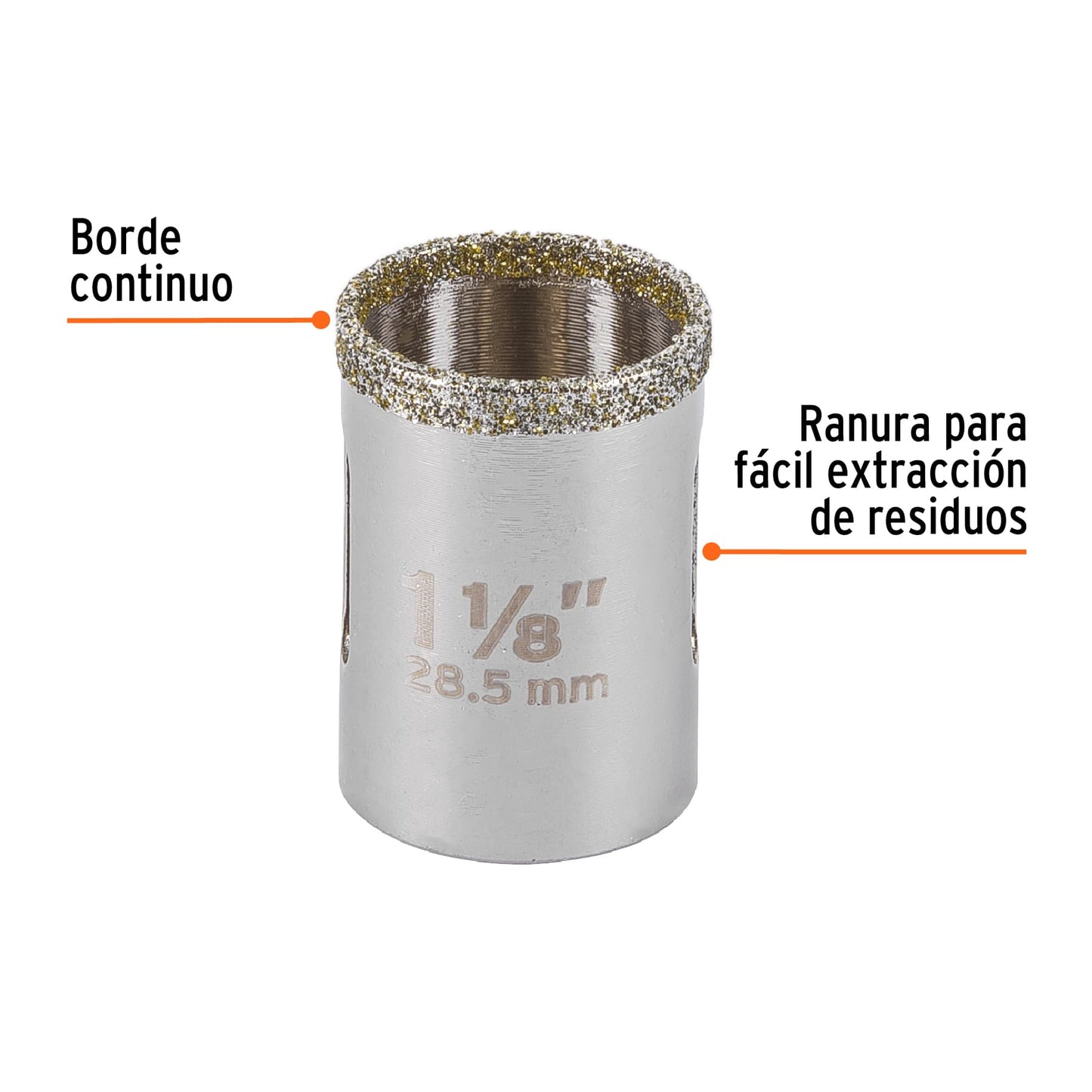 COAZ-1-1/8 Sierra copa borde continuo diamantado 1-1/8"