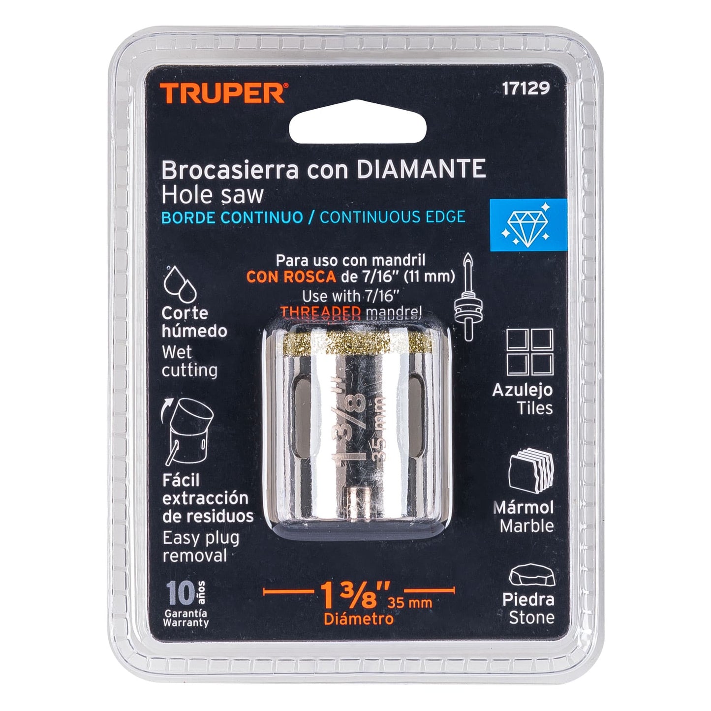 COAZ-1-3/8 Sierra copa borde continuo diamantado 1-3/8"