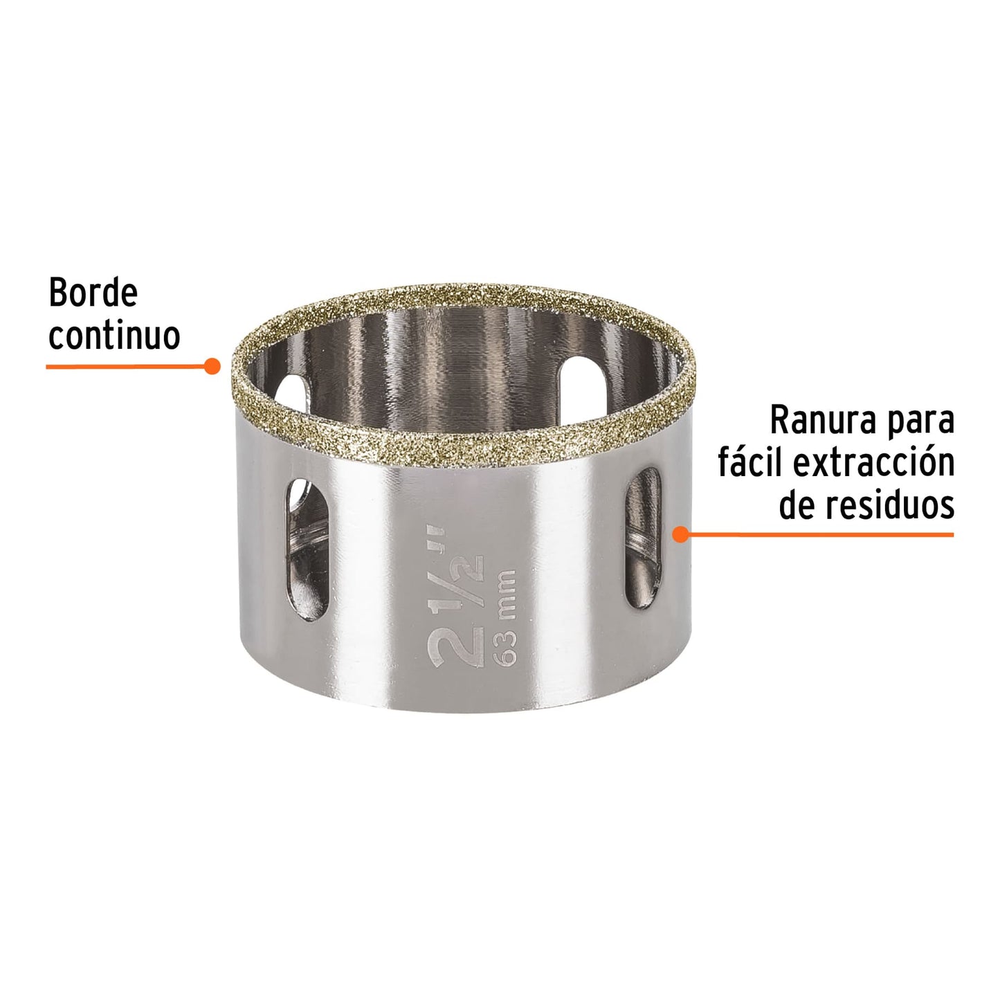 COAZ-2-1/2 Sierra copa borde continuo diamantado 2-1/2"