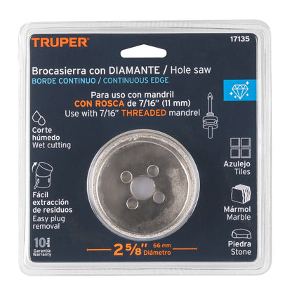COAZ-2-5/8 Sierra copa borde continuo diamantado 2-5/8"