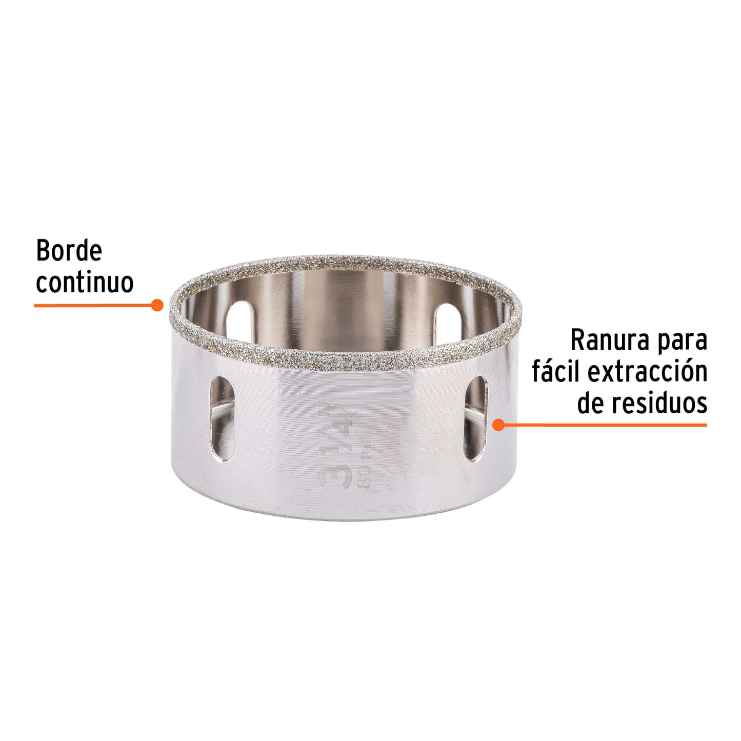 COAZ-3-1/4 Sierra copa borde continuo diamantado 3-1/4"