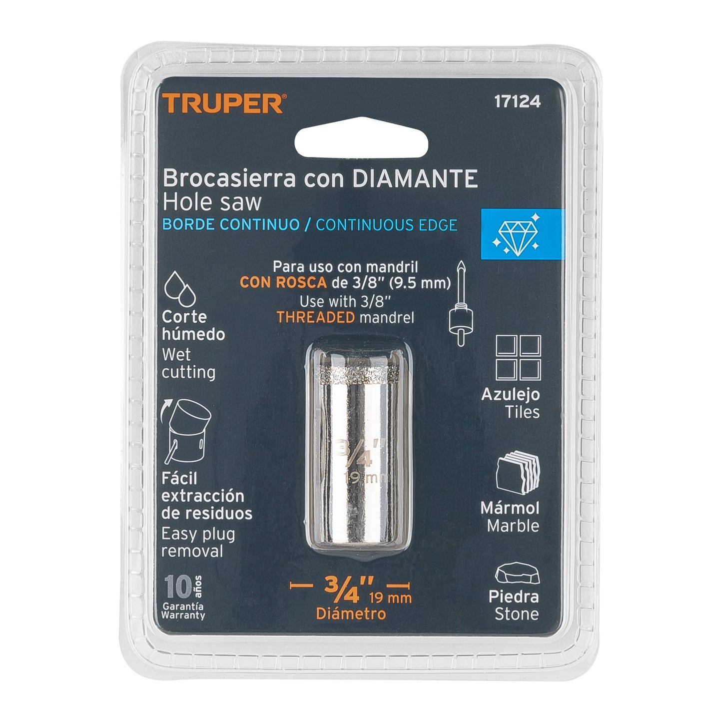 COAZ-3/4 Sierra copa borde continuo diamantado 3/4"