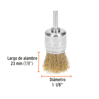 COM-1-1/8 Grata de copa, alambre grueso, 1-1/8' para taladro