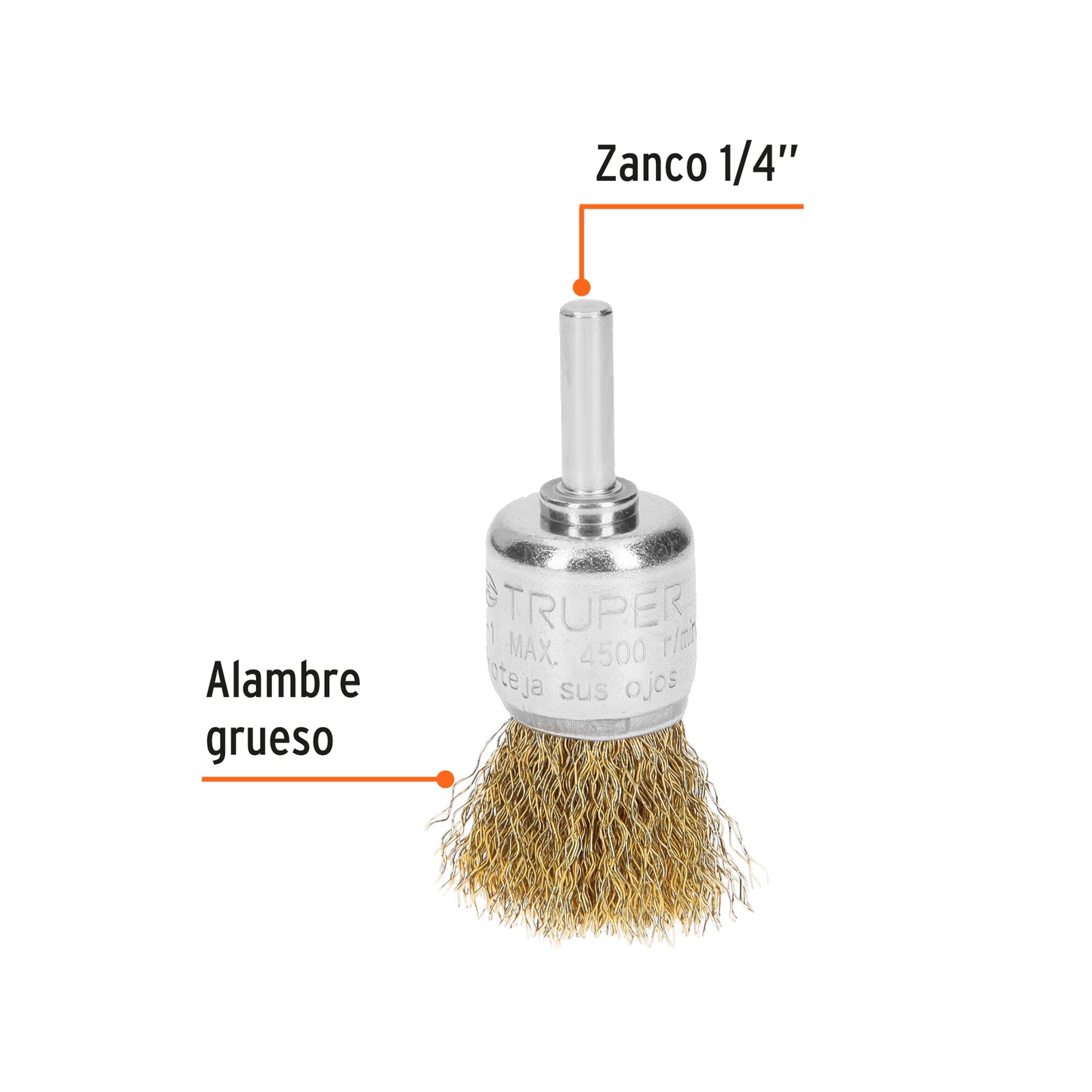 COM-1 Grata de copa, alambre grueso, 1' para taladro