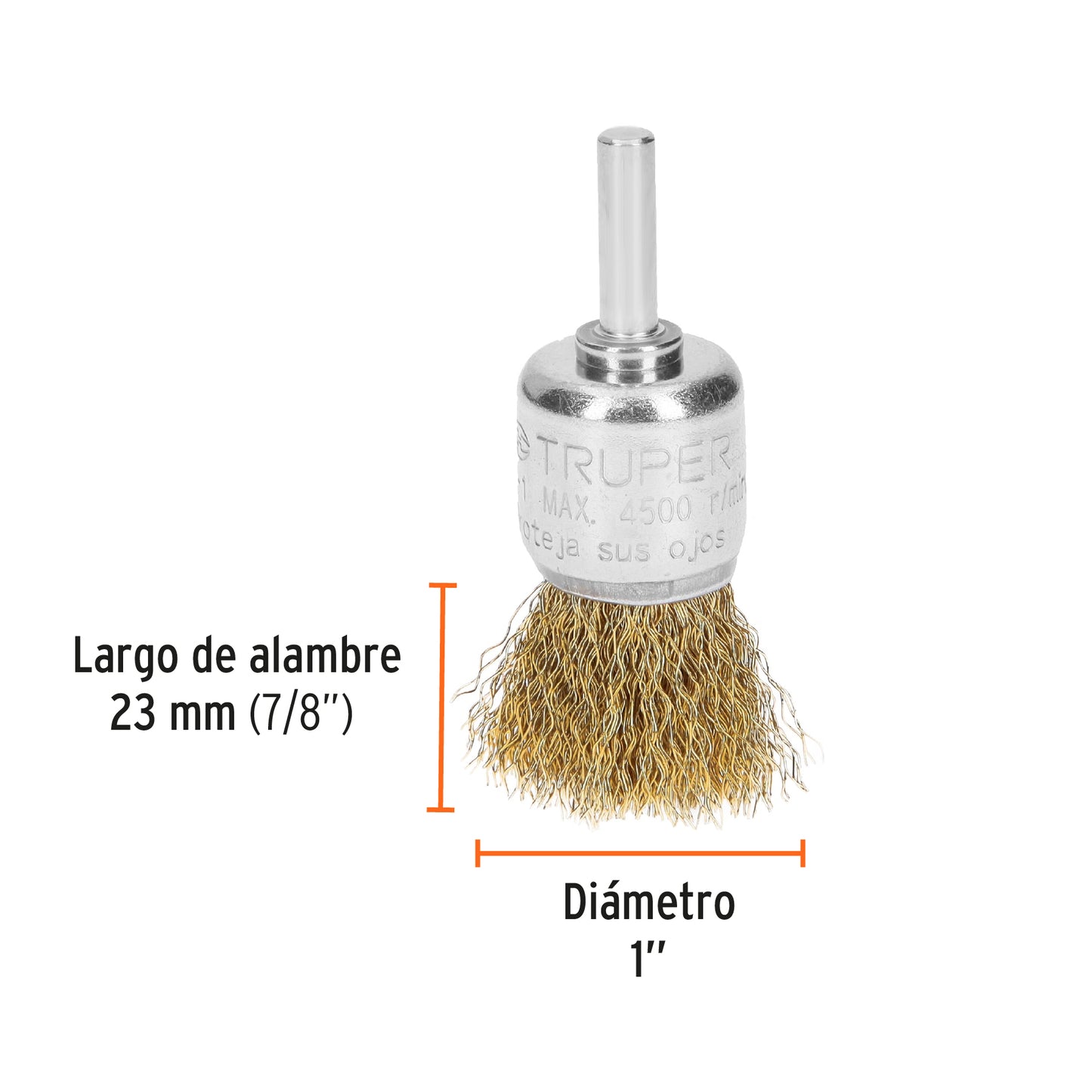 COM-1 Grata de copa, alambre grueso, 1' para taladro