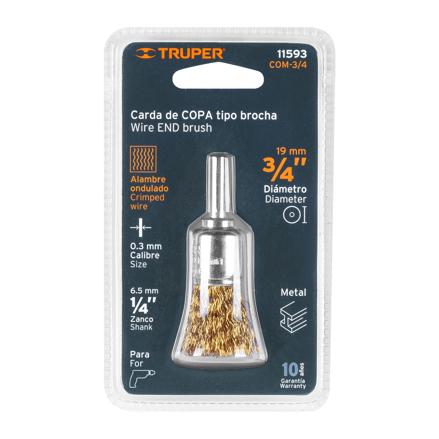 COM-3/4 Grata de copa, alambre grueso, 3/4' para taladro