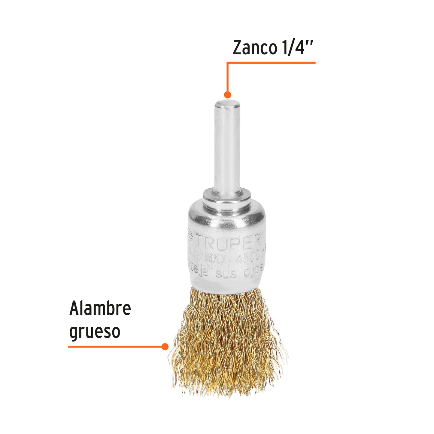 COM-3/4 Grata de copa, alambre grueso, 3/4' para taladro