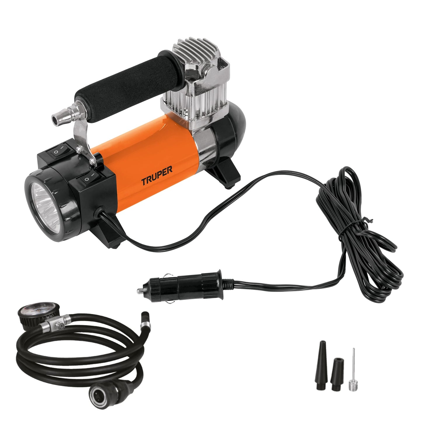COMP-12 Compresor de aire 12 V portátil, para auto, incluye maletín
