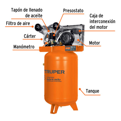 COMP-120LV Compresor vertical 120 L, 4 HP (potencia máxima ), 220 V