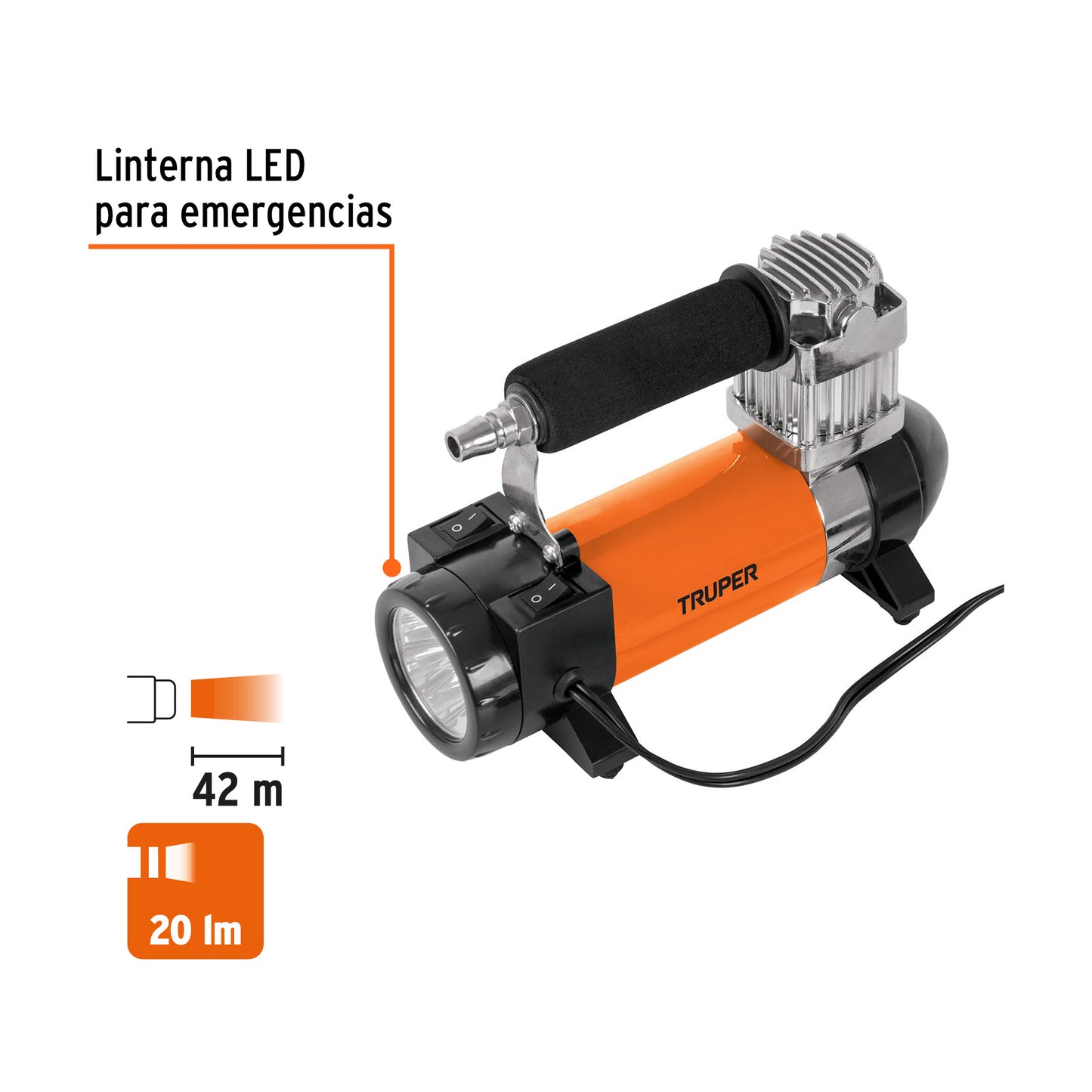 COMP-12 Compresor de aire 12 V portátil, para auto, incluye maletín