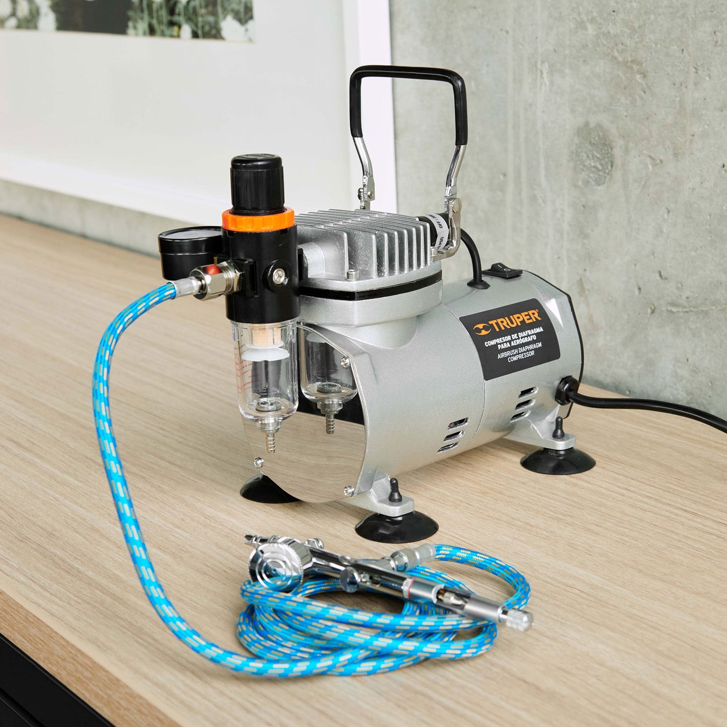 COMP-AERO Compresor de diafragma para aerógrafo 1/5 Hp 110 V