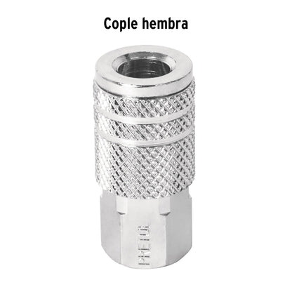 COPLE-HEM-1/4P Acople rápido de acero cromado, hembra, Pretul