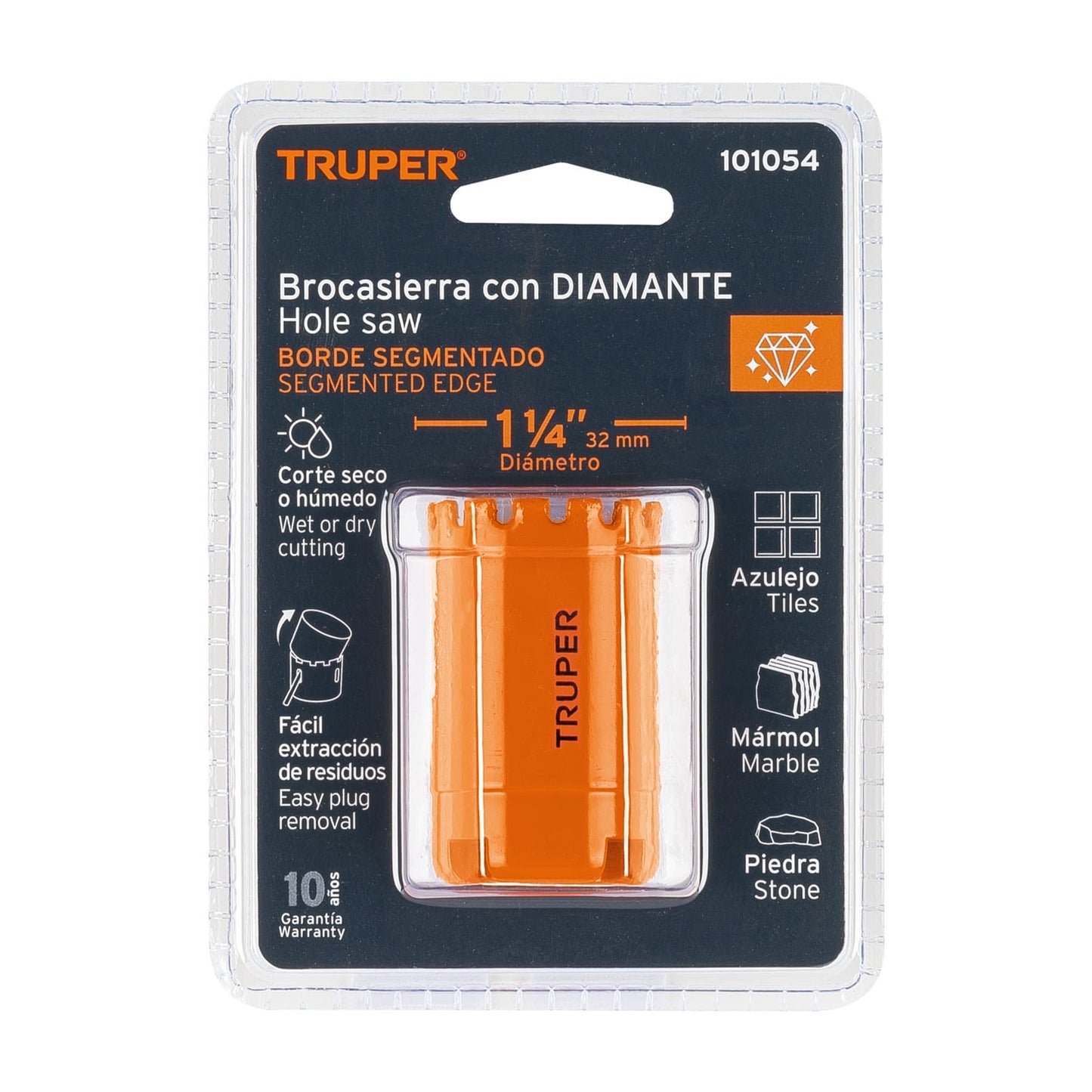 COSE-1-1/4 Brocasierra diamante, borde segmentado 1-1/4"