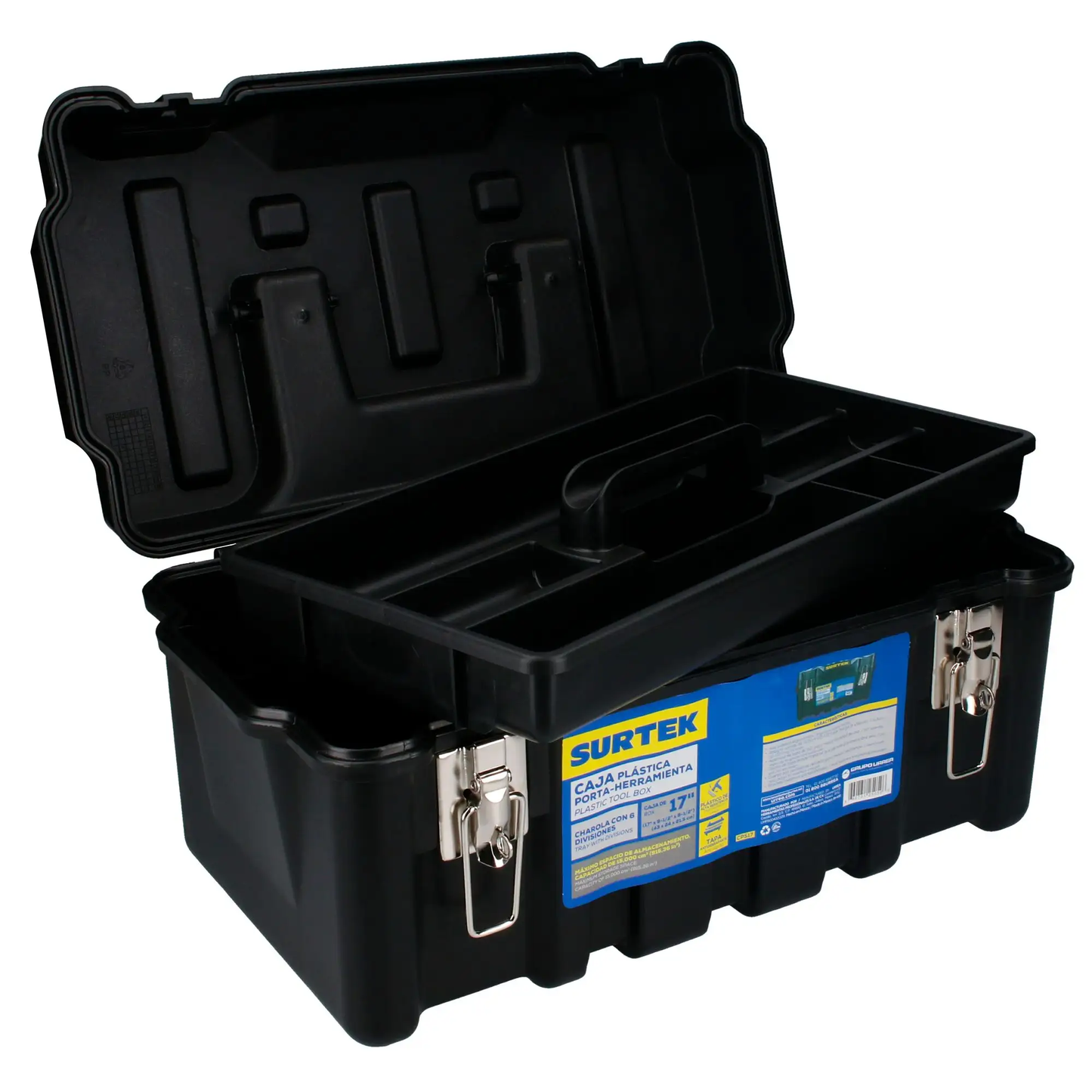 CPS17 Caja plástica con broches metálicos 17" X 9" X 8"