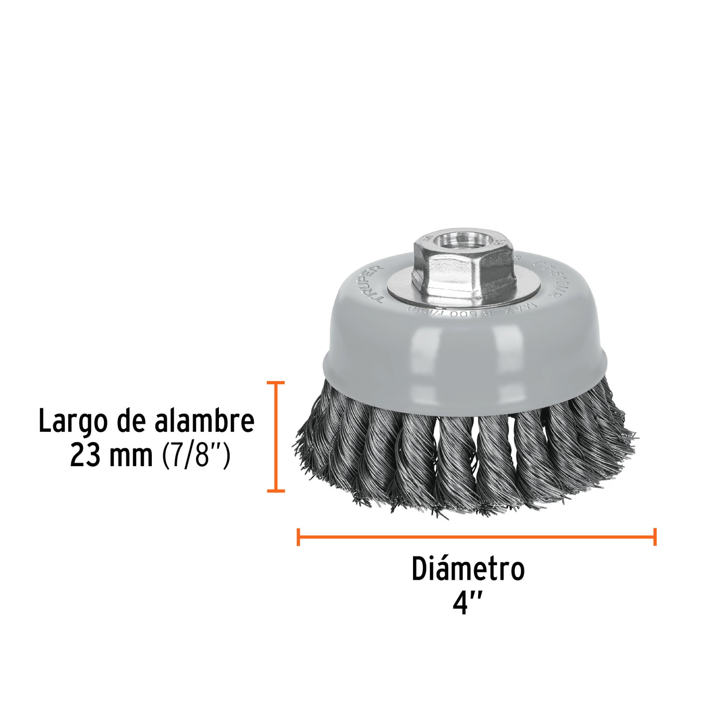 CT-610MR Carda de copa, alambre trenzado fino, 4', Multi rosca