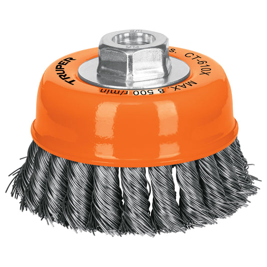 CT-610X Carda copa, alambre trenzado grueso, 4x5/8', para esmeril
