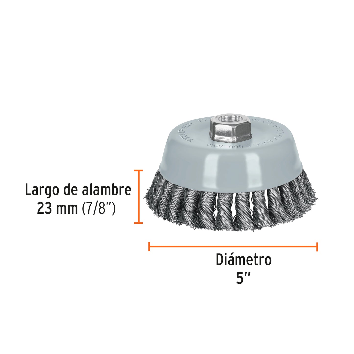 CT-612MRX Carda de copa, alambre trenzado grueso , 5', Multi rosca