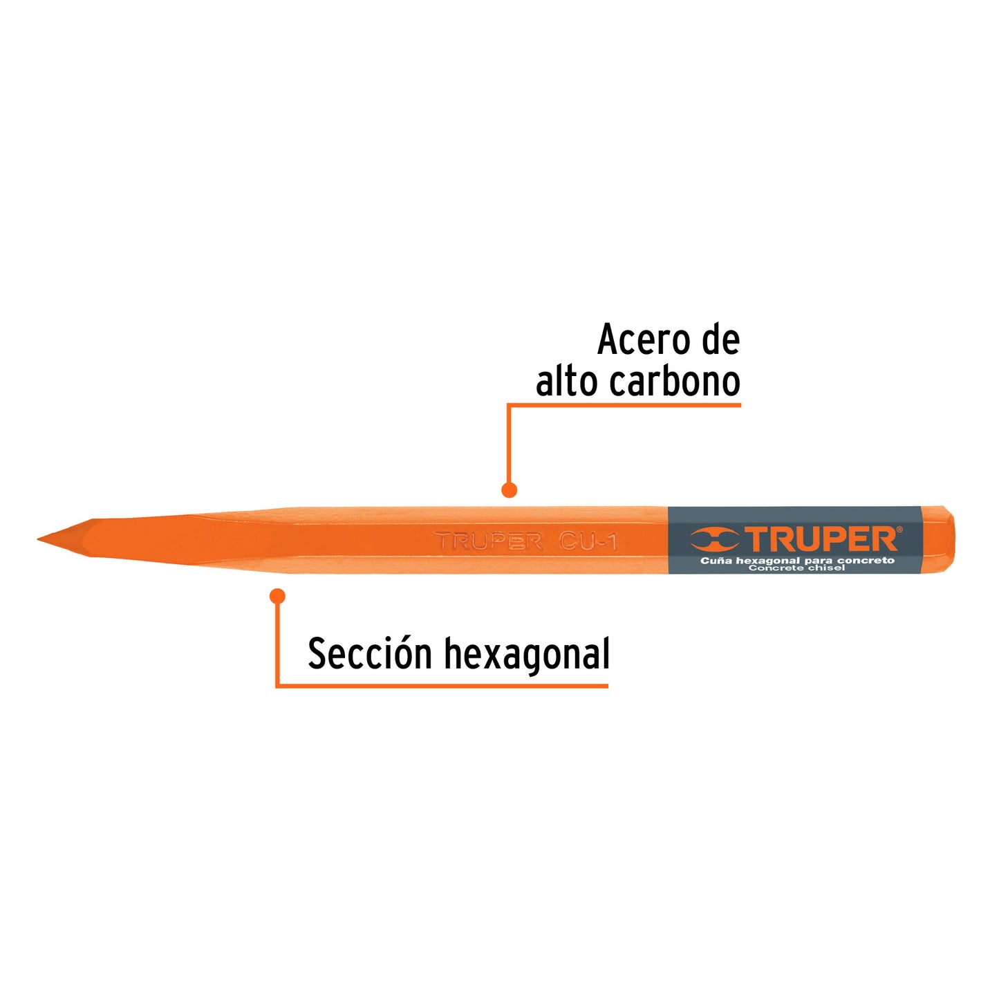 CU-1 Cincel de punta para concreto, 1'