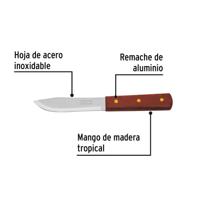 CUCH-M50 Cuchillo cebollero, mango madera, 5"
