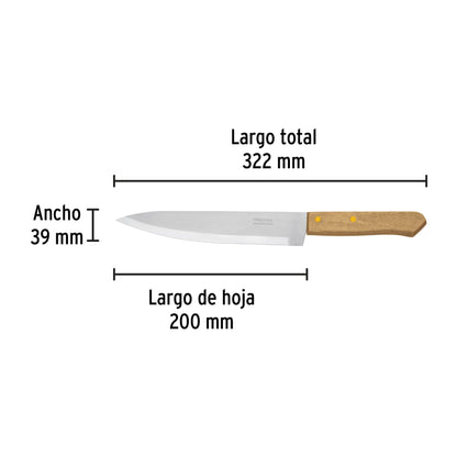 CUCH-M81 Cuchillo de chef, mango madera, 8"