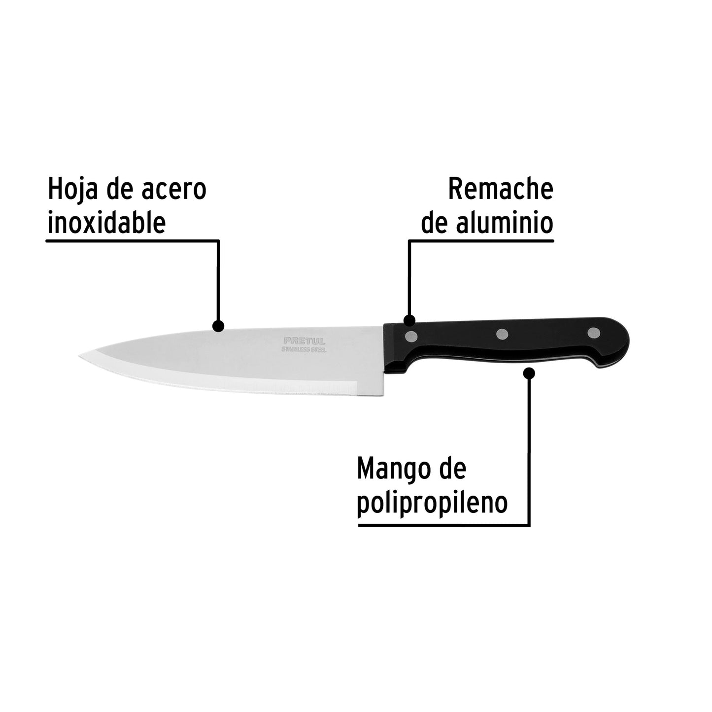CUCH-P61 Cuchillo de chef, mango plástico, 6"