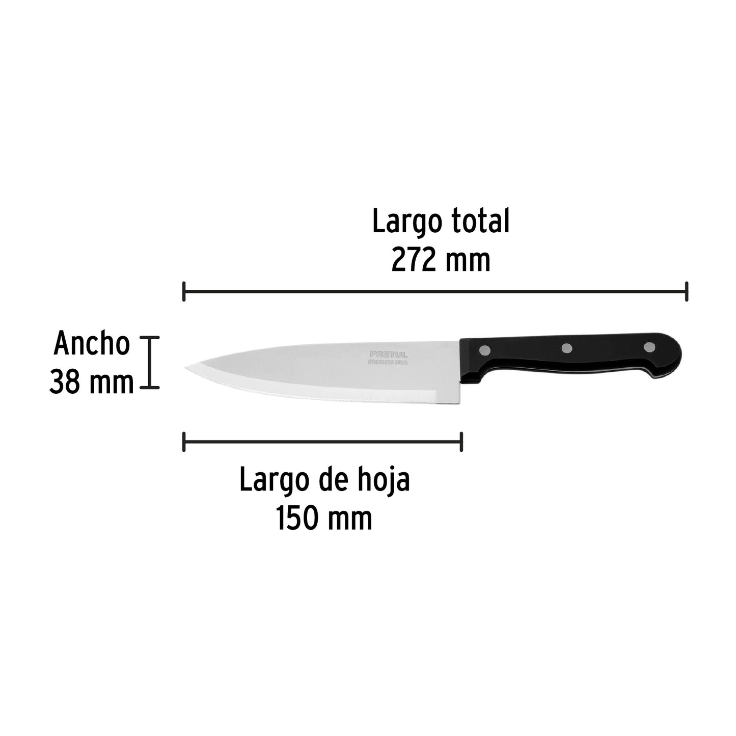 CUCH-P61 Cuchillo de chef, mango plástico, 6"